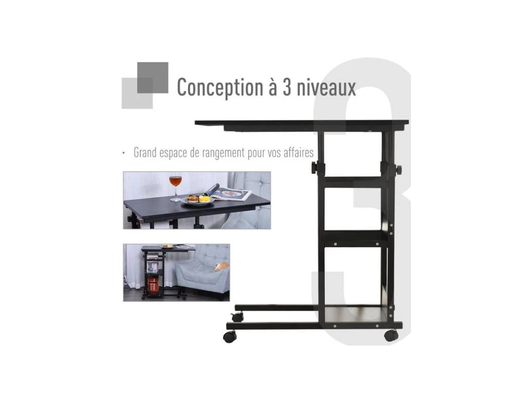 Table De Lit Réglable NANNY Noire – Image 6