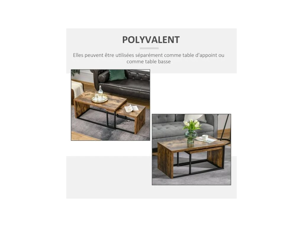 2 Tables Basses CLAY Aspect Bois – Image 5