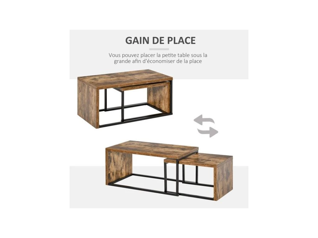 2 Tables Basses CLAY Aspect Bois – Image 6