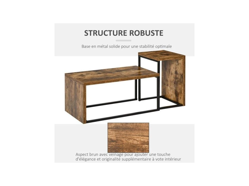 2 Tables Basses CLAY Aspect Bois – Image 7