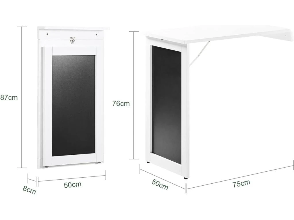Table Pliable Murale Bureau Avec Mémo Board Table Murale Pliable Bureau Rabattable, FWT20-W – Image 3