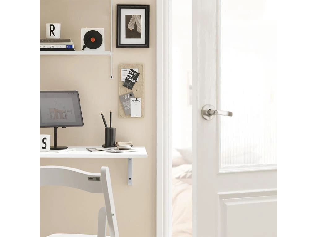 Table Murale Rabattable En Bois Table De Cuisine Table Enfant Bureau L60×P40cm Blanc, FWT21-W – Image 6