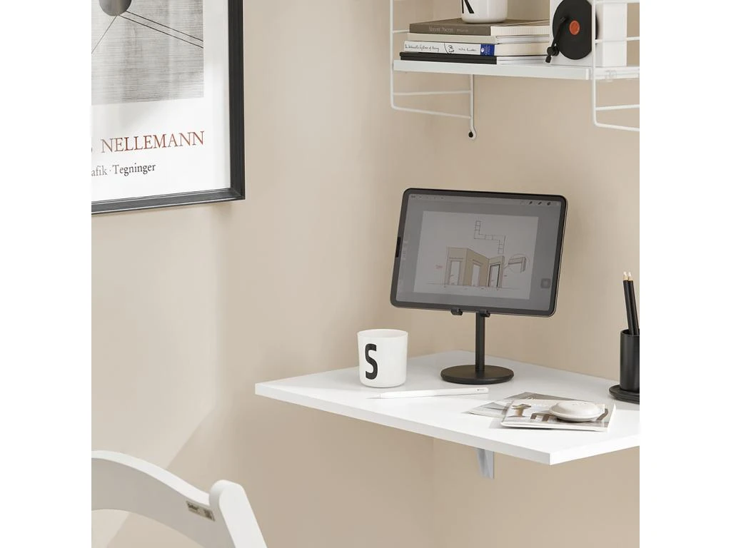 Table Murale Rabattable En Bois Table De Cuisine Table Enfant Bureau L60×P40cm Blanc, FWT21-W – Image 7