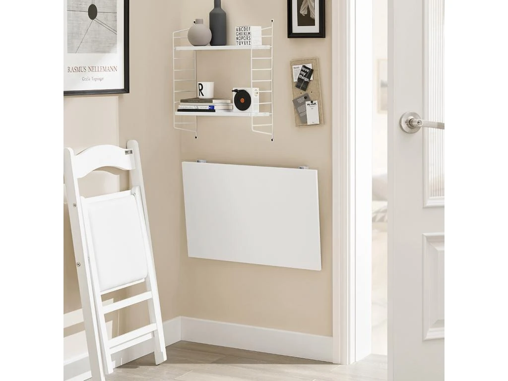 Table Murale Rabattable En Bois Table De Cuisine Table Enfant Bureau L60×P40cm Blanc, FWT21-W – Image 8