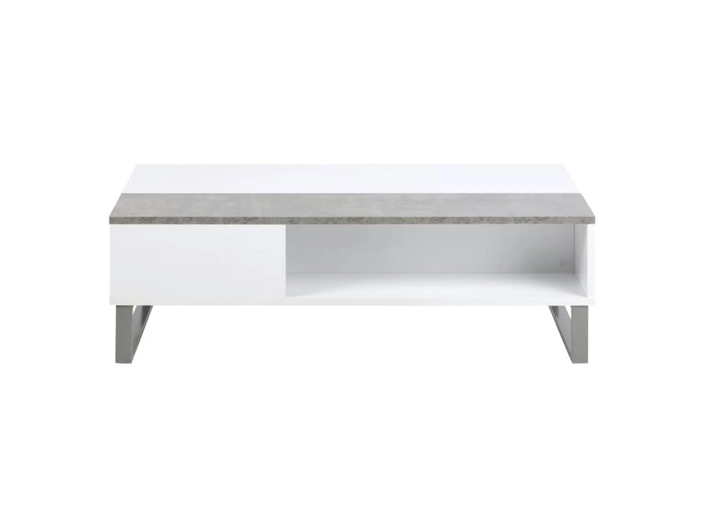 Table Basse - 110x60 Cm - Relevable - Blanc / Béton - KOSTRENA – Image 3