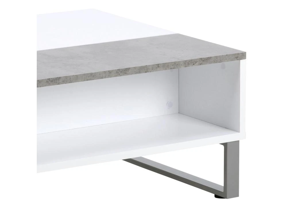 Table Basse - 110x60 Cm - Relevable - Blanc / Béton - KOSTRENA – Image 5