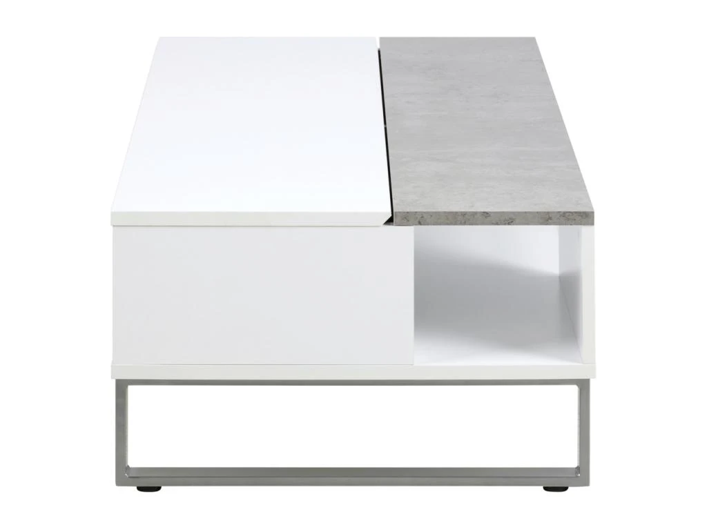 Table Basse - 110x60 Cm - Relevable - Blanc / Béton - KOSTRENA – Image 9