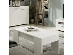 Table Basse Relevable Blanc Mat - RUYRUY - L 100 X L 50 X H 45 Cm