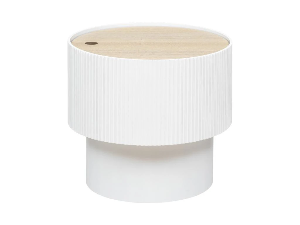 Table à Café Avec Coffre De Rangement En Bois Peint Blanc D 38,5 X H 35 Cm