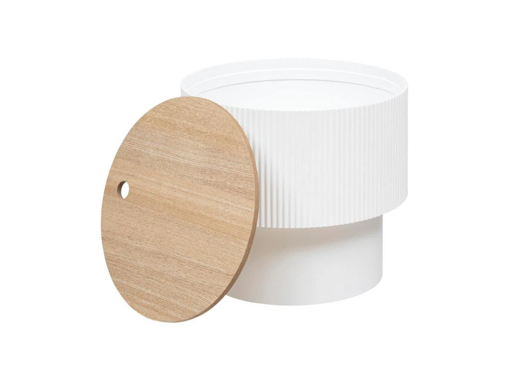 Table à Café Avec Coffre De Rangement En Bois Peint Blanc D 38,5 X H 35 Cm – Image 2