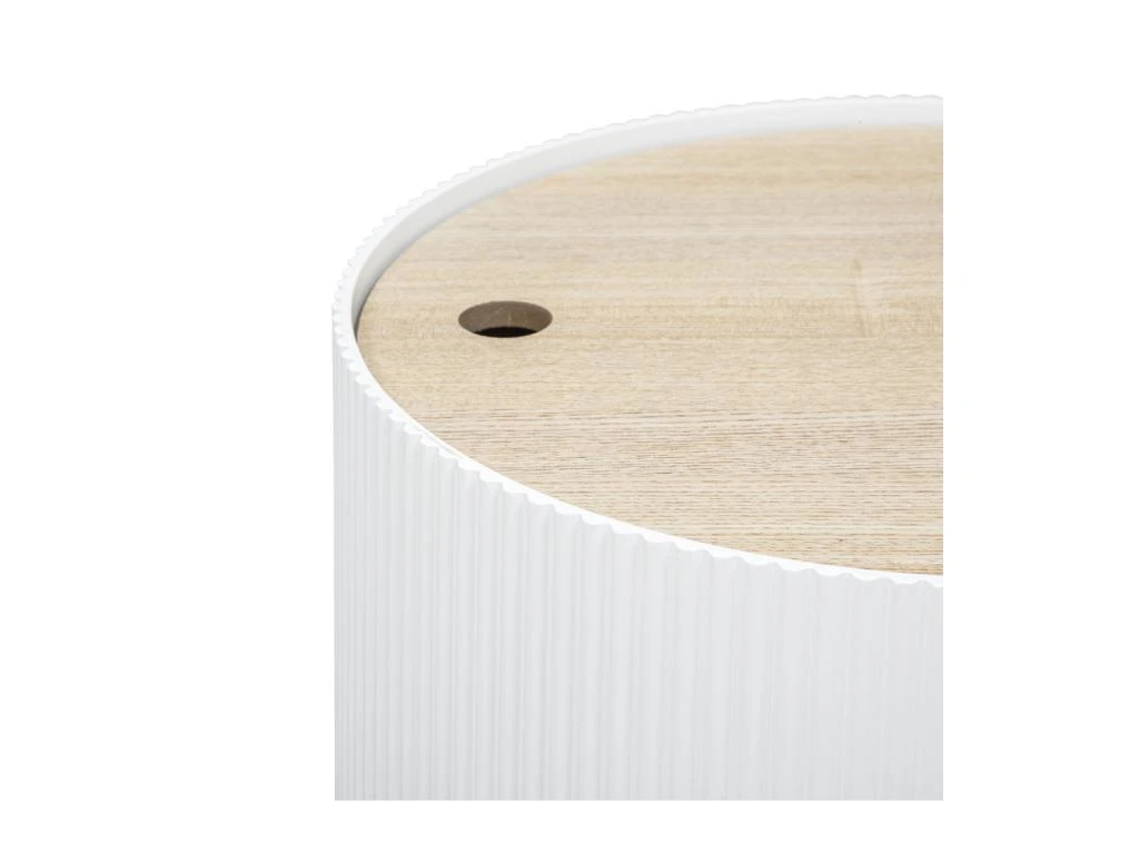 Table à Café Avec Coffre De Rangement En Bois Peint Blanc D 38,5 X H 35 Cm – Image 3