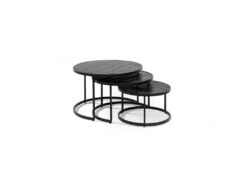 Table Basse Gigogne Ronde Noir Collection LENOX. Meuble Style Industriel