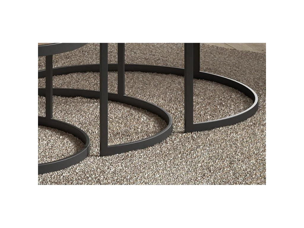 Table Basse Gigogne Ronde Noir Collection LENOX. Meuble Style Industriel – Image 4