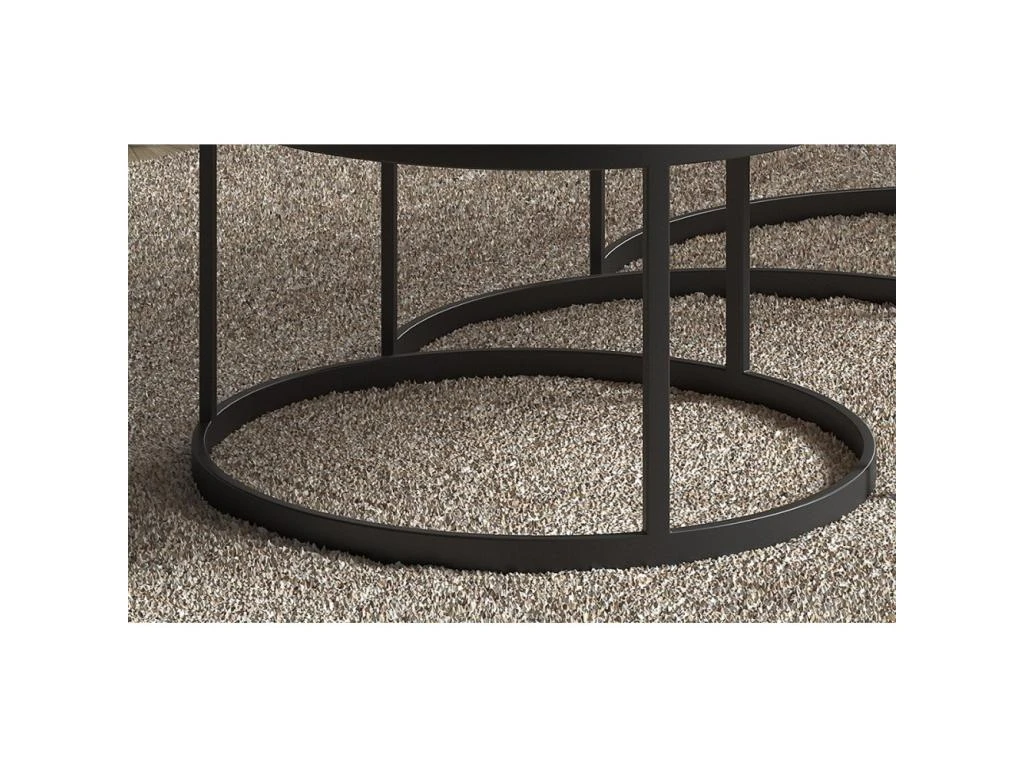 Table Basse Gigogne Ronde Noir Collection LENOX. Meuble Style Industriel – Image 5