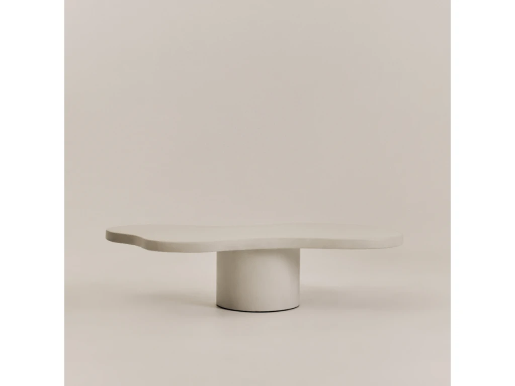Table Basse Du Microciment En Couleur Blanc 140 Cm – Image 3