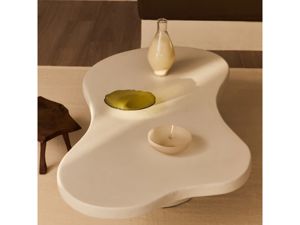 Table Basse Du Microciment En Couleur Blanc 140 Cm – Image 4