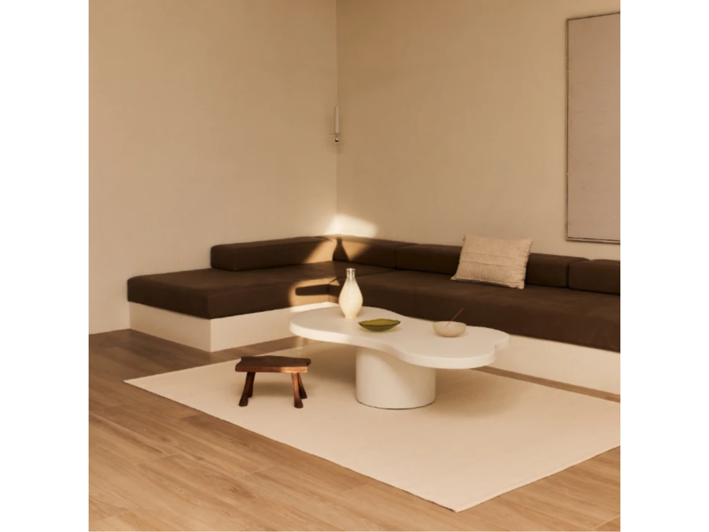 Table Basse Du Microciment En Couleur Blanc 140 Cm – Image 5