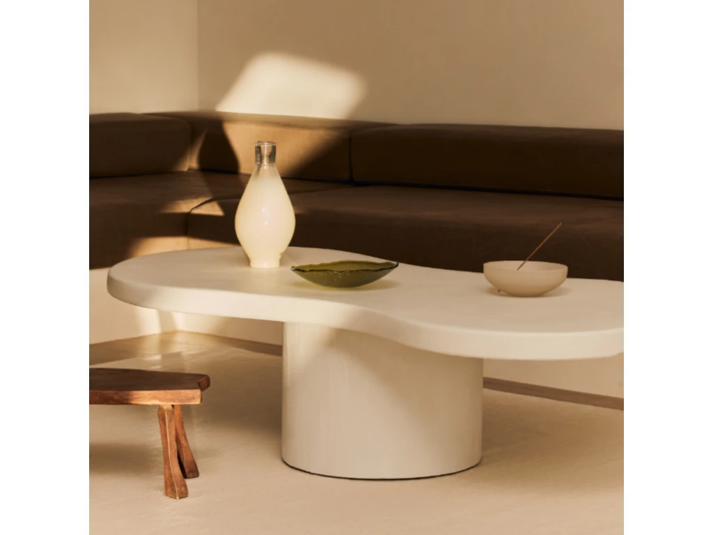 Table Basse Du Microciment En Couleur Blanc 140 Cm – Image 6