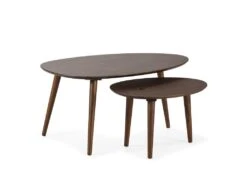 Set De 2 Tables Basses Eclipse Couleur Noyer, Bois Massif