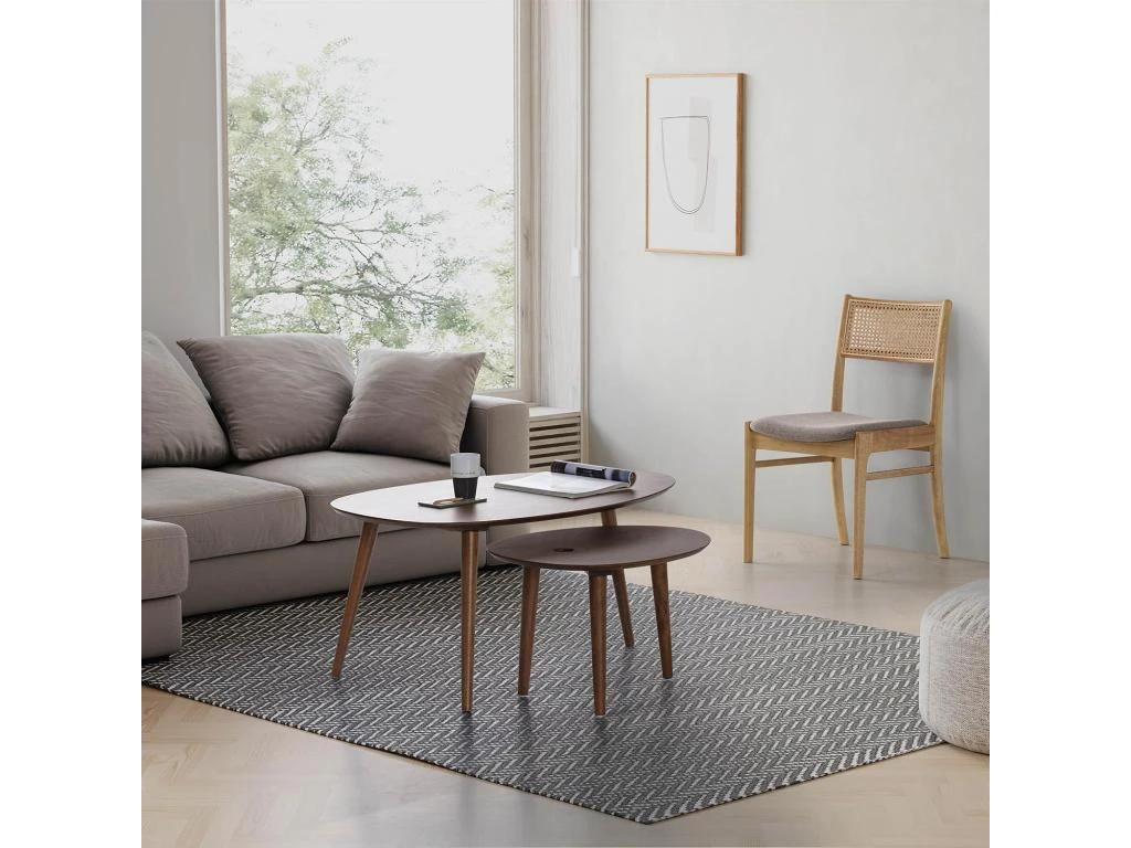 Set De 2 Tables Basses Eclipse Couleur Noyer, Bois Massif – Image 2