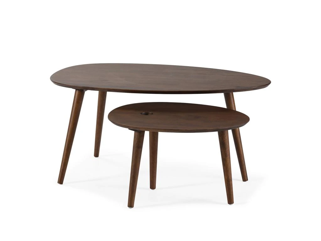 Set De 2 Tables Basses Eclipse Couleur Noyer, Bois Massif – Image 3