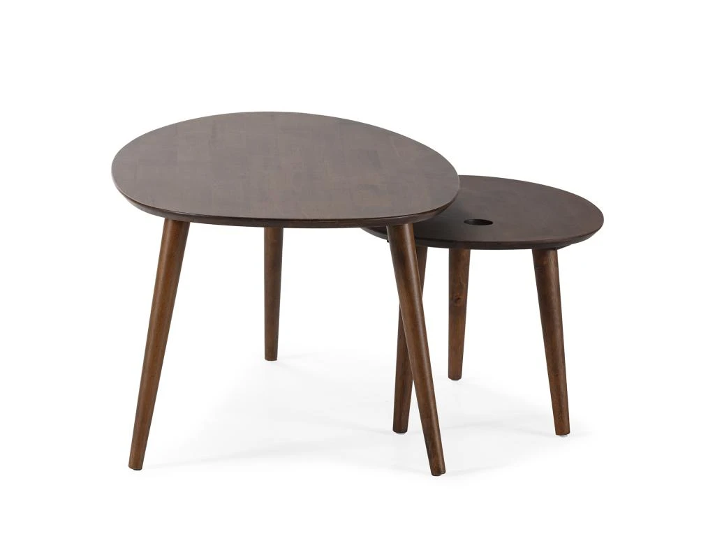 Set De 2 Tables Basses Eclipse Couleur Noyer, Bois Massif – Image 4