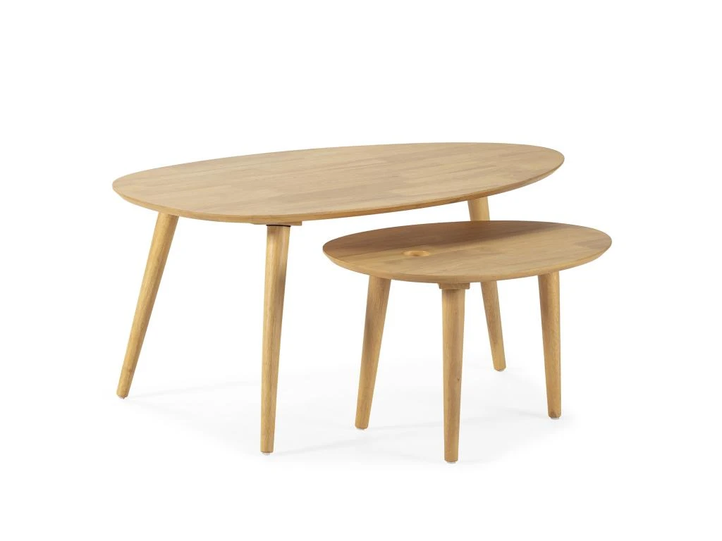 Set De 2 Tables Basses Eclipse Couleur Chêne, Bois Massif