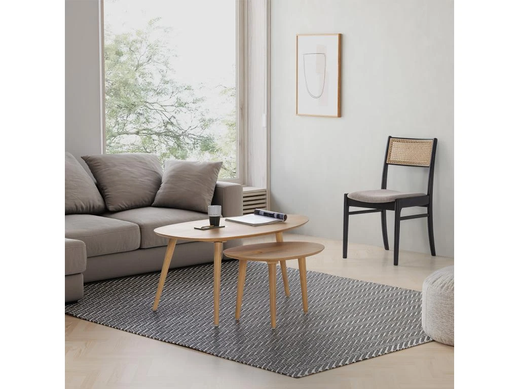 Set De 2 Tables Basses Eclipse Couleur Chêne, Bois Massif – Image 2