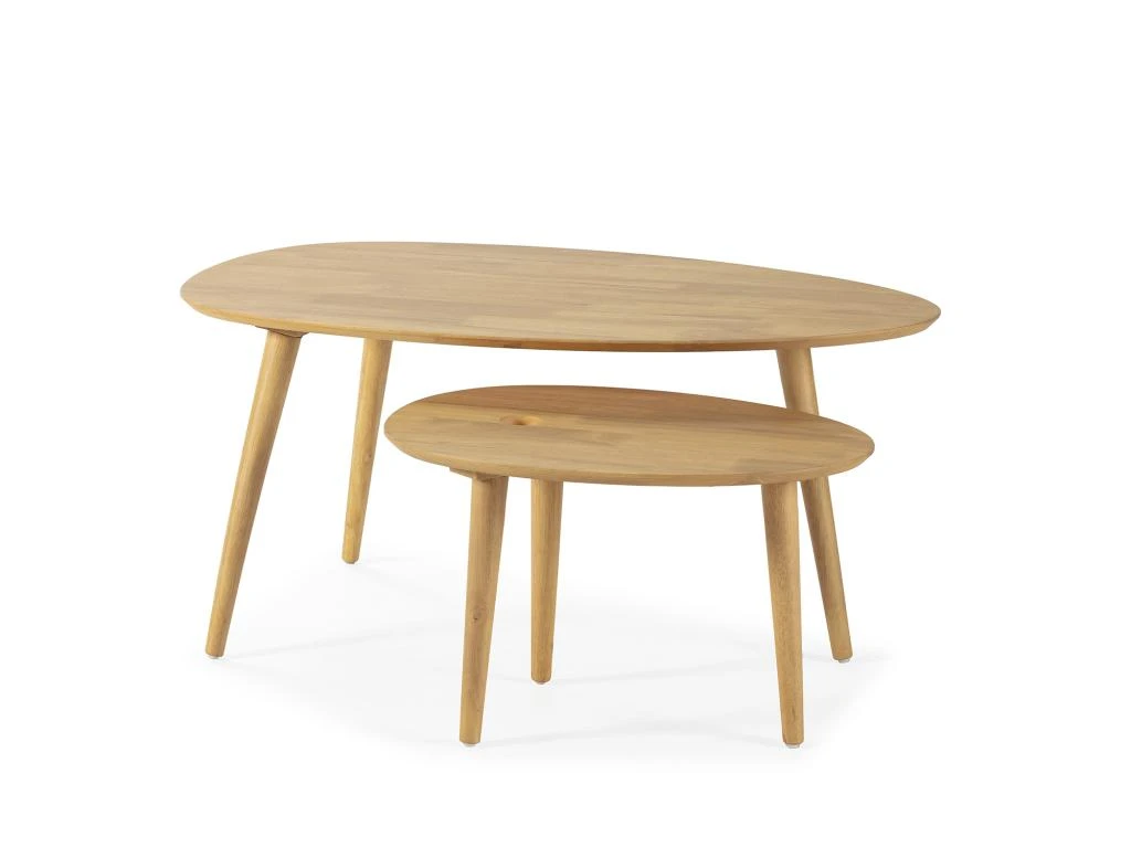 Set De 2 Tables Basses Eclipse Couleur Chêne, Bois Massif – Image 3