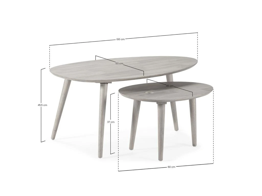 Set De 2 Tables Basses Eclipse Couleur Chêne, Bois Massif – Image 6