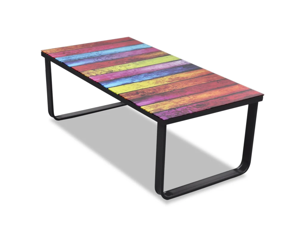 Table Basse De Salon Salle à Manger Design Verre Musique Multicolore 90 X 45 Cm 0902028