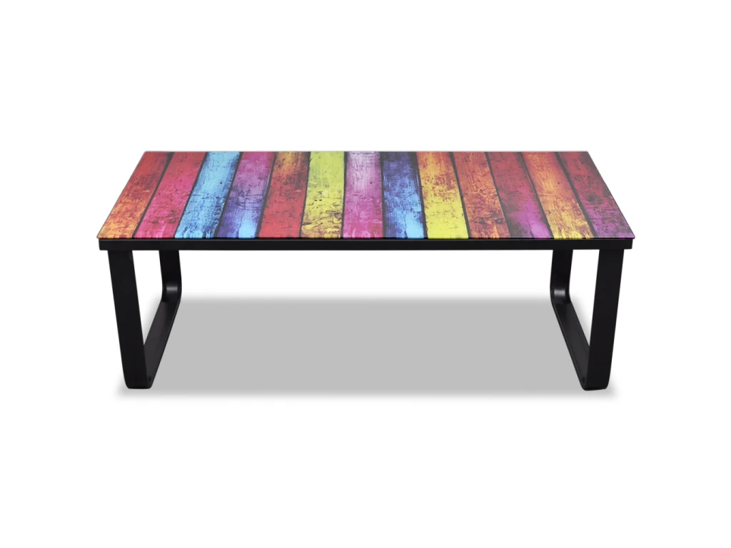 Table Basse De Salon Salle à Manger Design Verre Musique Multicolore 90 X 45 Cm 0902028 – Image 2