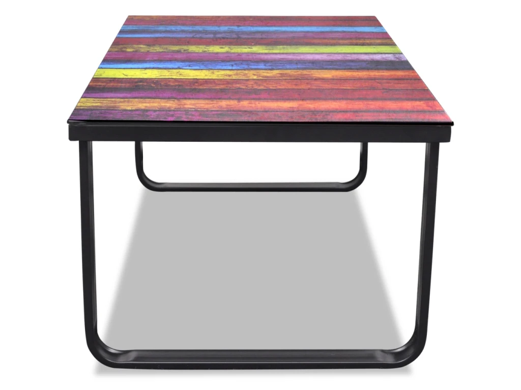 Table Basse De Salon Salle à Manger Design Verre Musique Multicolore 90 X 45 Cm 0902028 – Image 3
