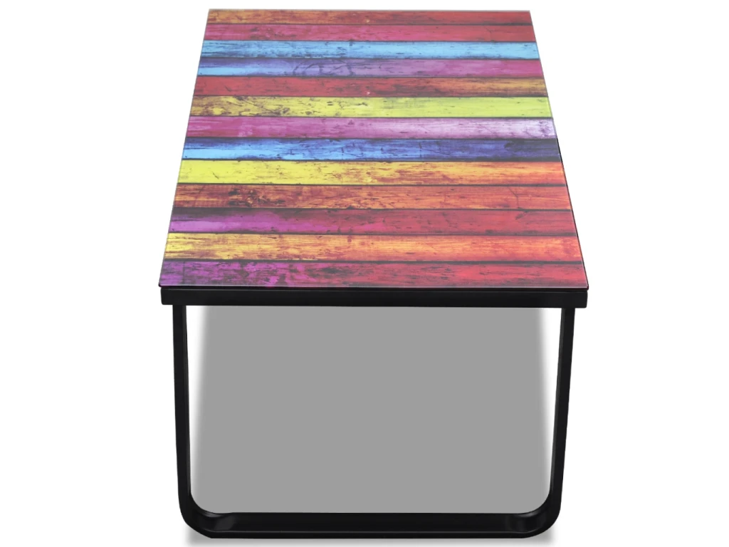 Table Basse De Salon Salle à Manger Design Verre Musique Multicolore 90 X 45 Cm 0902028 – Image 4