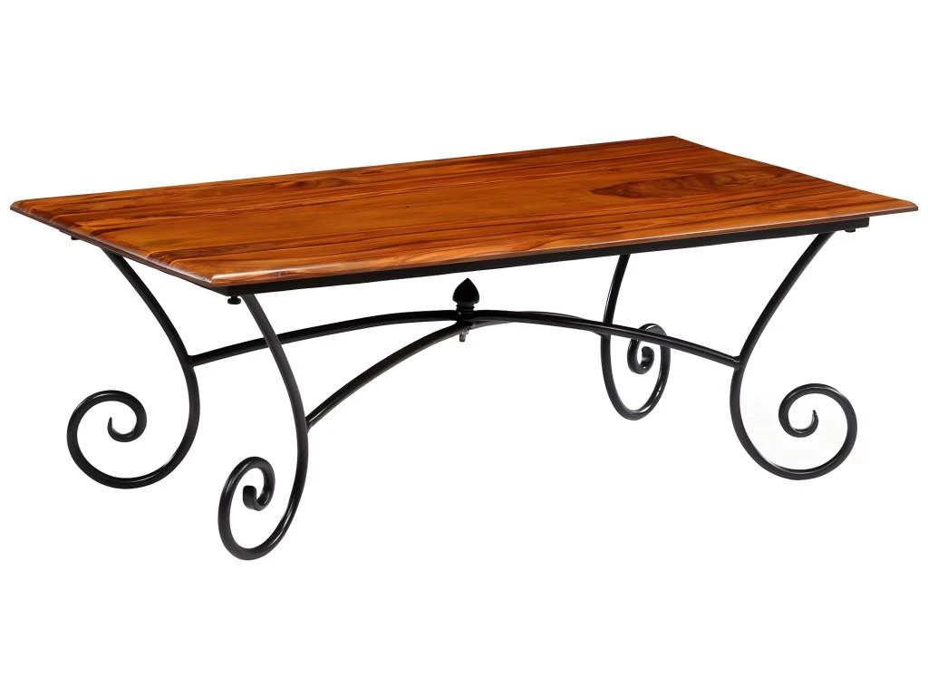 Table Basse Avec Pieds Bouclés Bois De Sesham 110 X 60 X 39 Cm