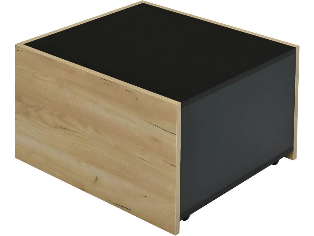 Table Basse Avec LED Et Plateau Extensible - Style Moderne - Naturel & Noir – Image 4