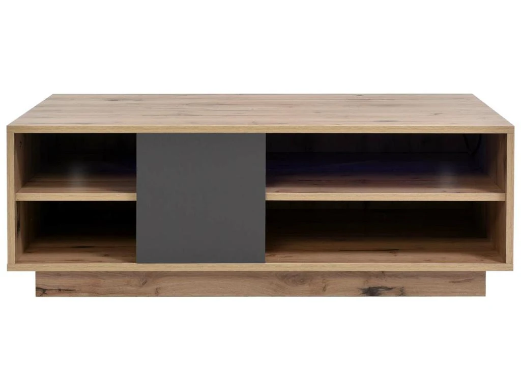 Table Basse Avec LED + 4 Compartiments - Naturel – Image 3
