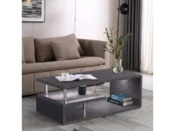 Table Basse Contemporaine - Avec LED - Finition Gris Ciment - Gris