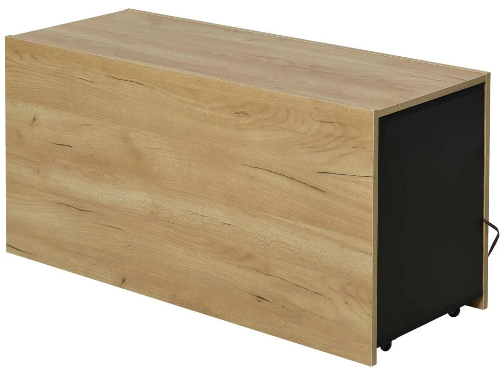 Table Basse Avec LED + Compartiments + Plateau Extensible - Style Moderne - Naturel & Noir – Image 4