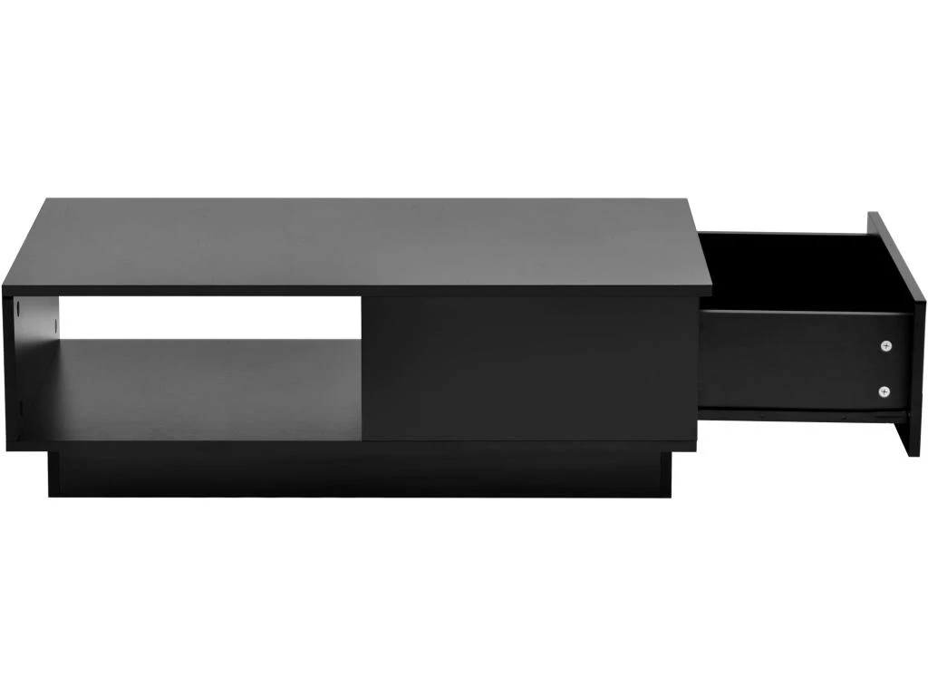 Table Basse Avec LED Et Tiroir Pour Salon - Style Contemporain - Noir – Image 3