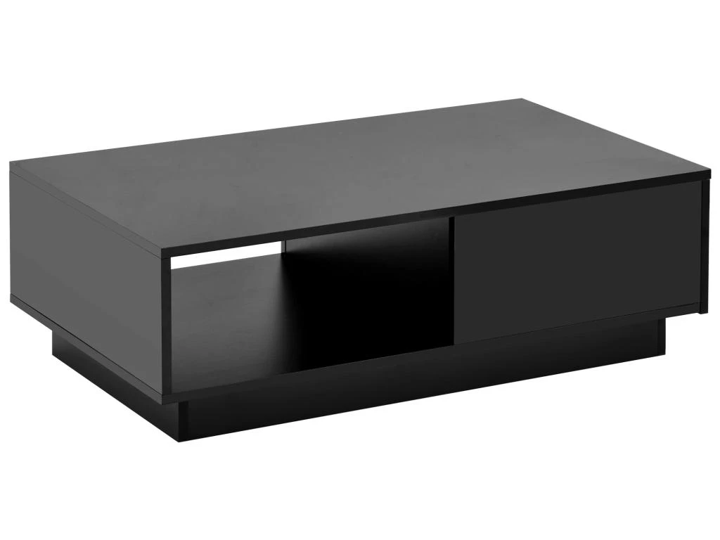 Table Basse Avec LED Et Tiroir Pour Salon - Style Contemporain - Noir – Image 4