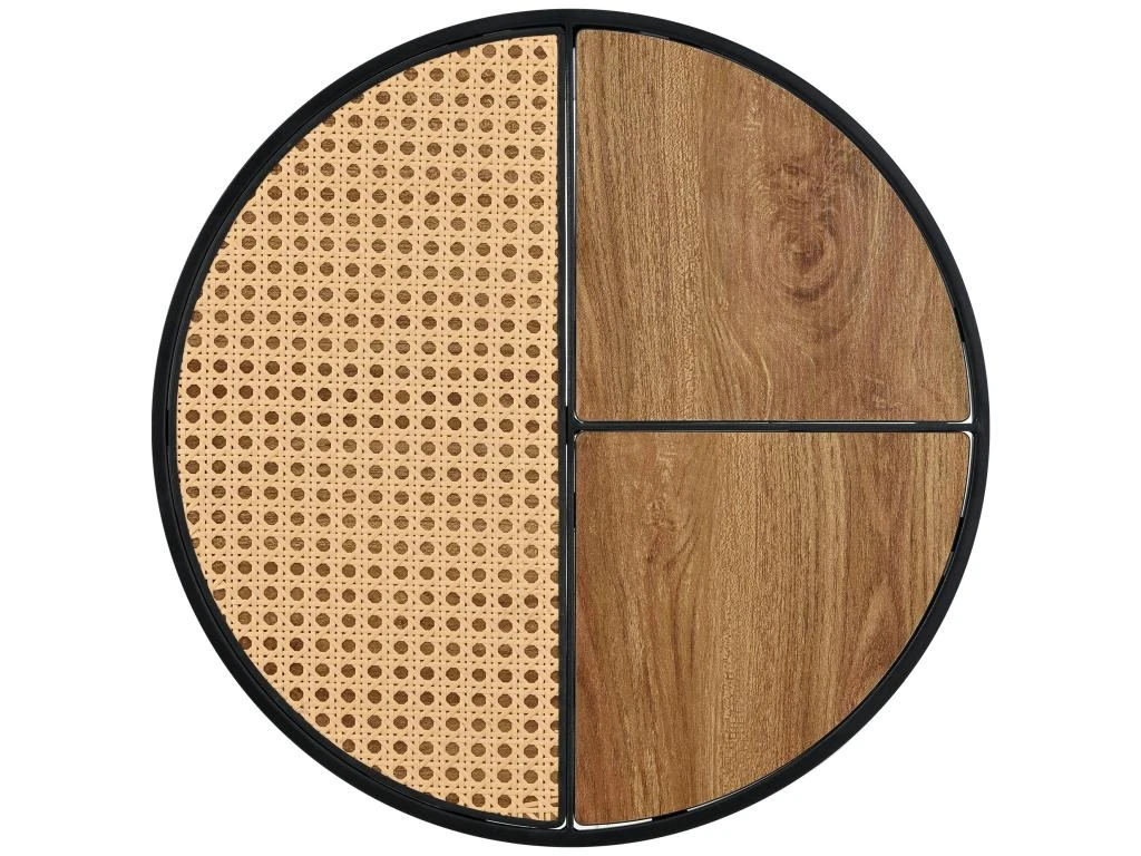 Lot De 2 Tables Gigongnes - En Faux Rotin Empilables - Style Campagnard - Naturel – Image 3