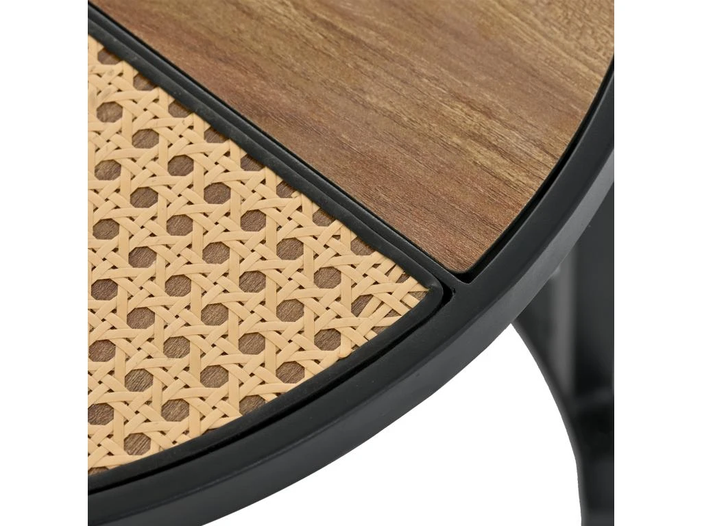 Lot De 2 Tables Gigongnes - En Faux Rotin Empilables - Style Campagnard - Naturel – Image 4