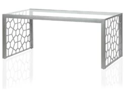 Table Basse En Verre Et Structure En Métal Argenté