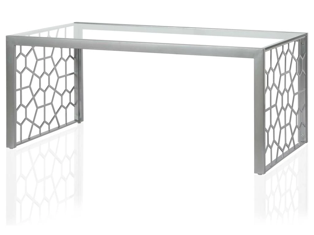 Table Basse En Verre Et Structure En Métal Argenté