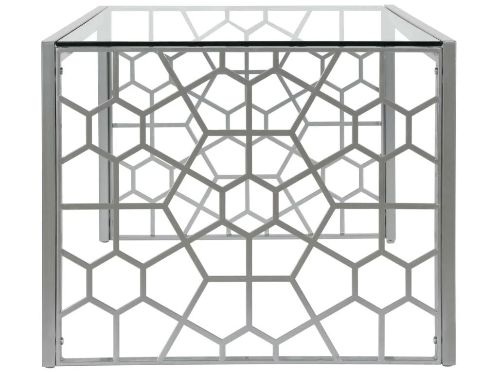 Table Basse En Verre Et Structure En Métal Argenté – Image 3