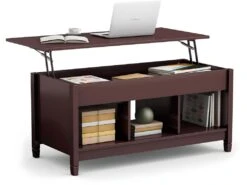 Table Basse Avec Plateau Relevable,3 Compartiments Ouverts