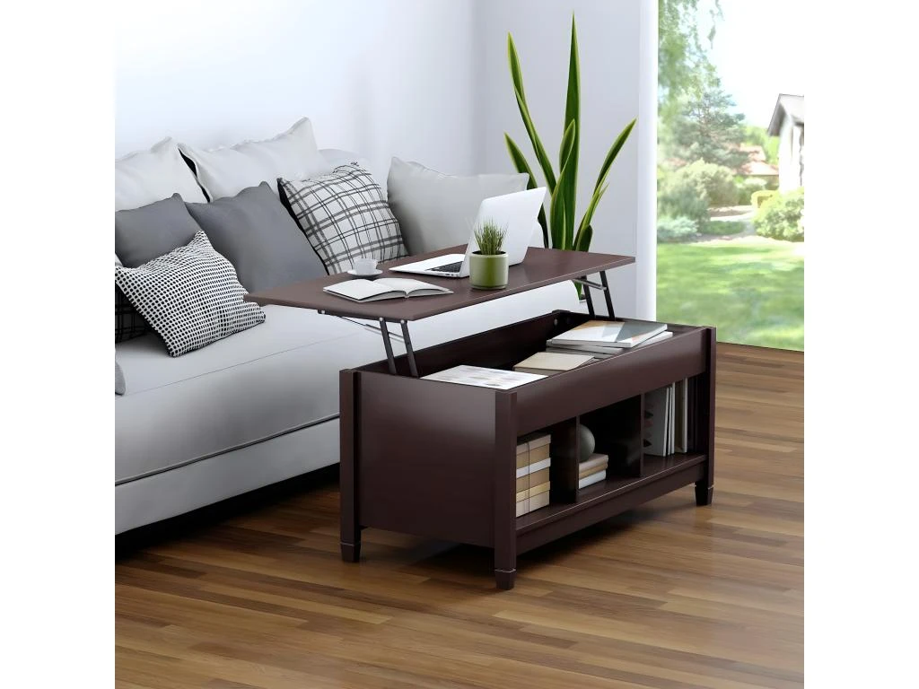 Table Basse Avec Plateau Relevable,3 Compartiments Ouverts – Image 5