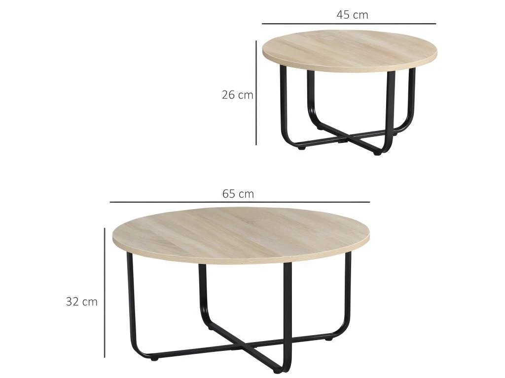 Lot De 2 Tables Gigognes MANAUS Aspect Chêne Et Noir – Image 3
