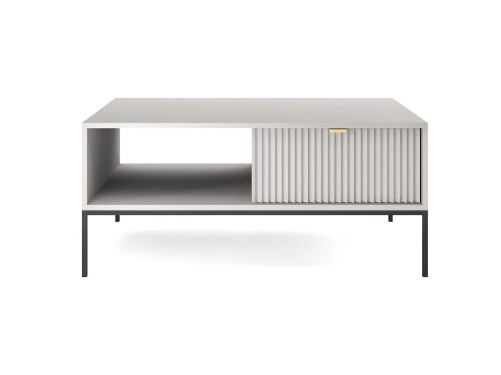 Table Basse - 104x68 Cm - Gris Avec Pieds Noires - VELLORE – Image 3